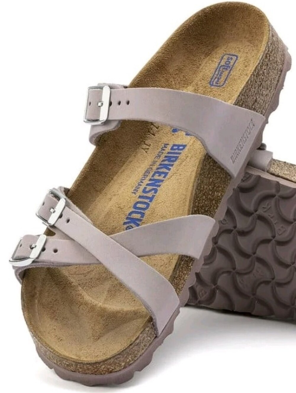 Birkenstock Women’s Franca Nubuck  Lavender/Gray Triple-Strap Sandal